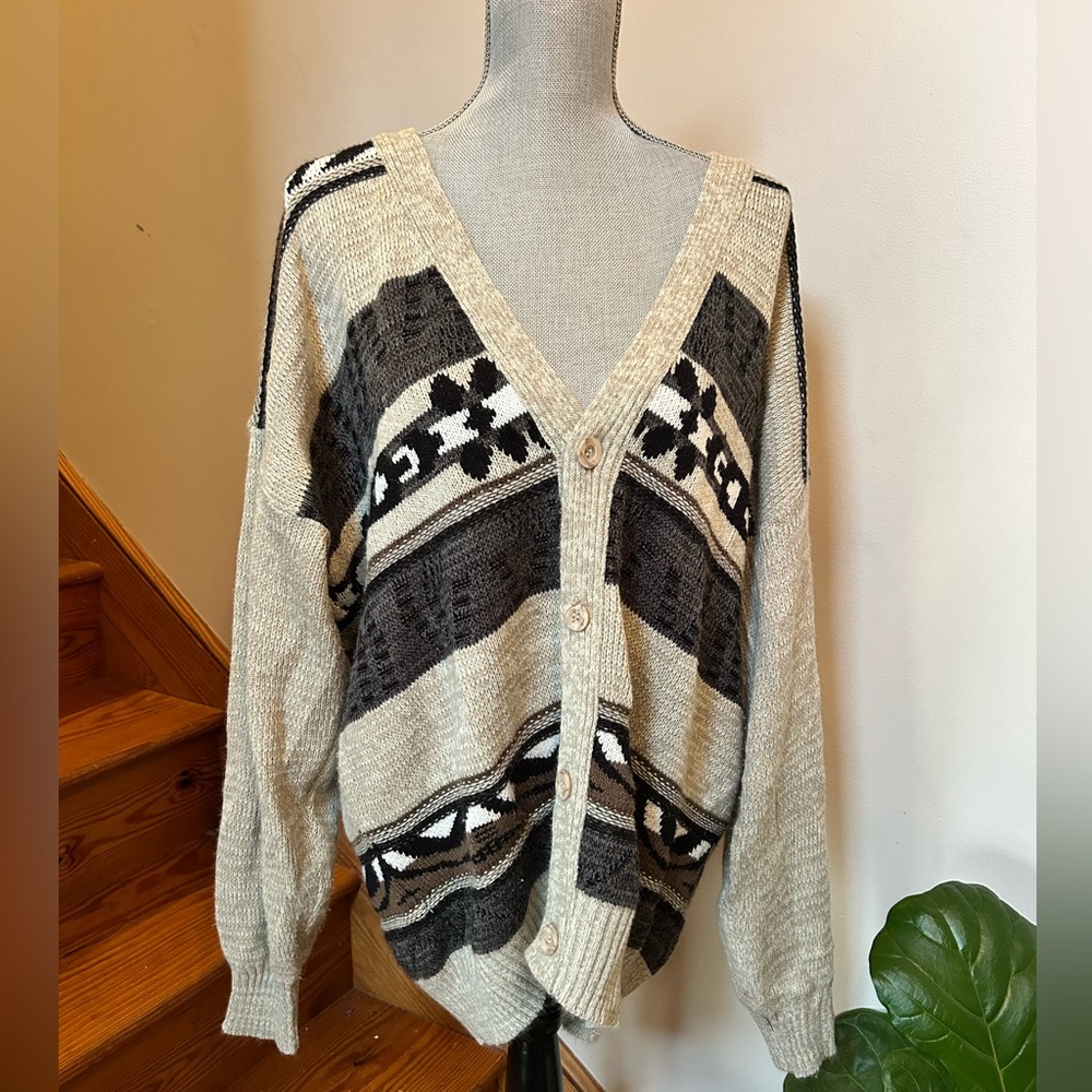 Marquise Gray and Brown Knit Sweater